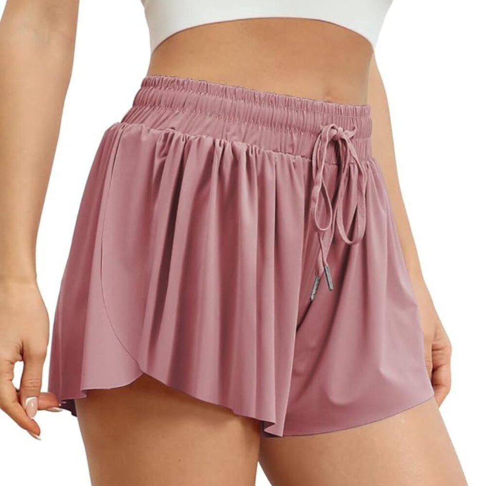 Automet Women's 2 in 1 Running Casual Summer Athletic Butterfly Shorts